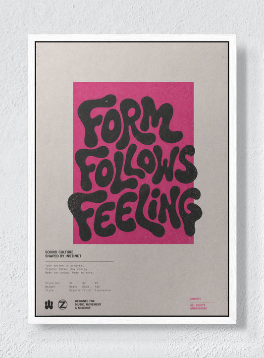 FORM FOLLOWS FEELING - White frame canvas