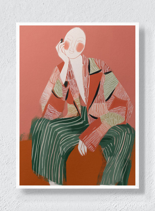 PORTRAIT IN TERRACOTTA - White Frame