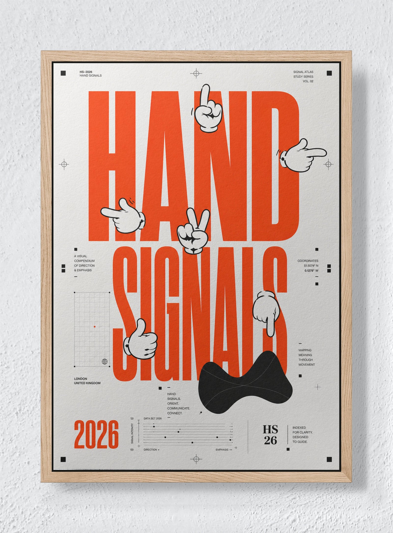 HAND SIGNALS - Natural frame canvas