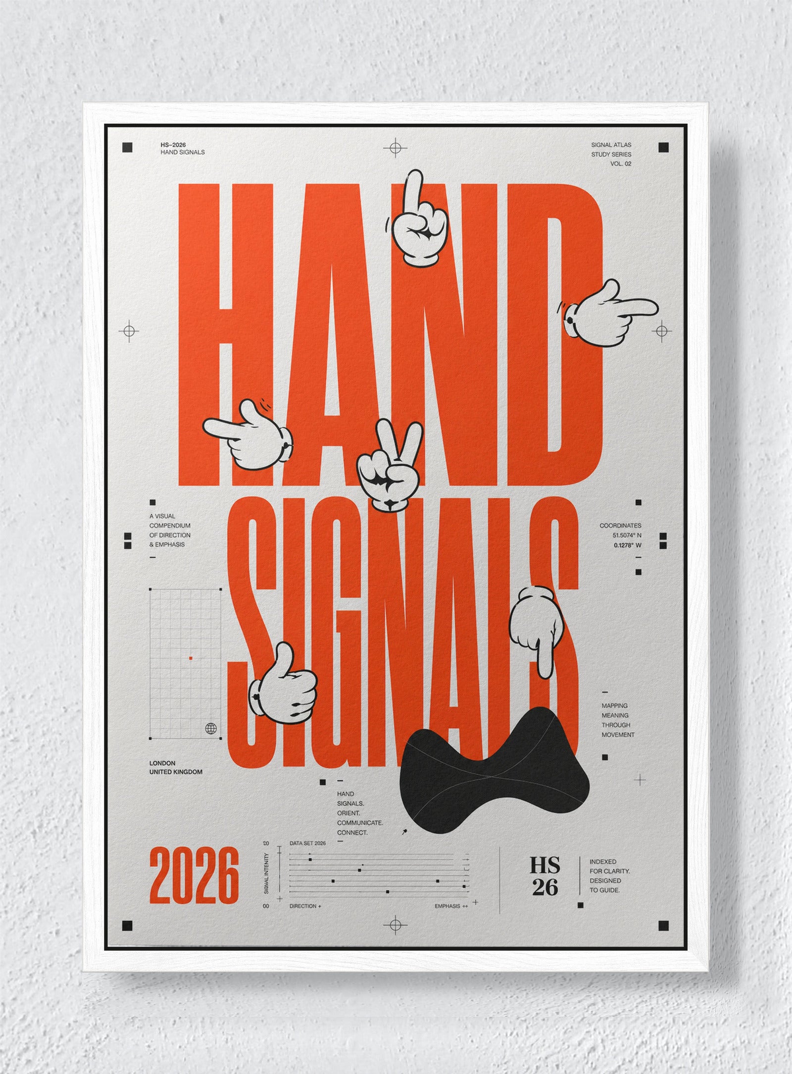 HAND SIGNALS - White frame canvas