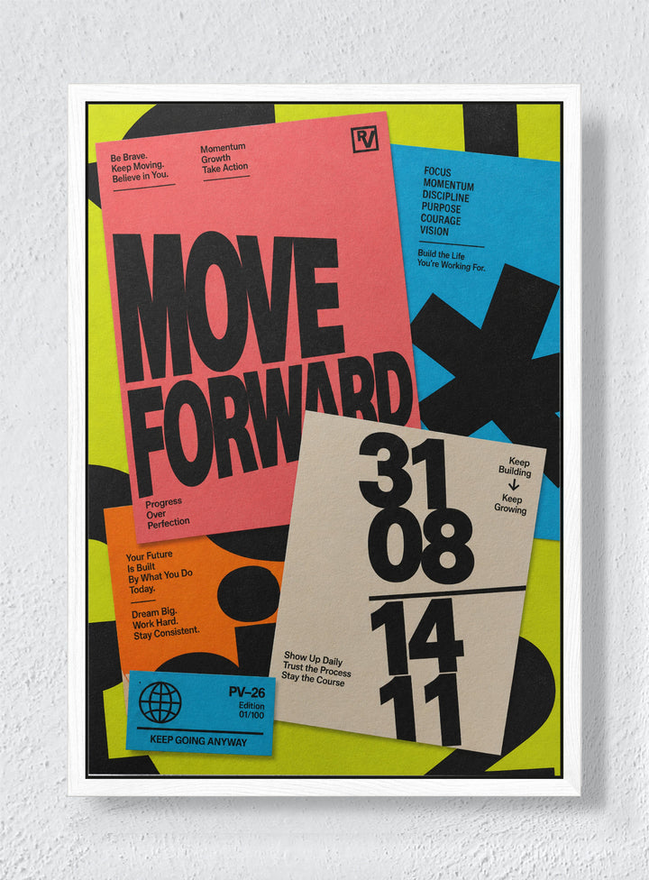 MOVE FORWARD - White frame canvas