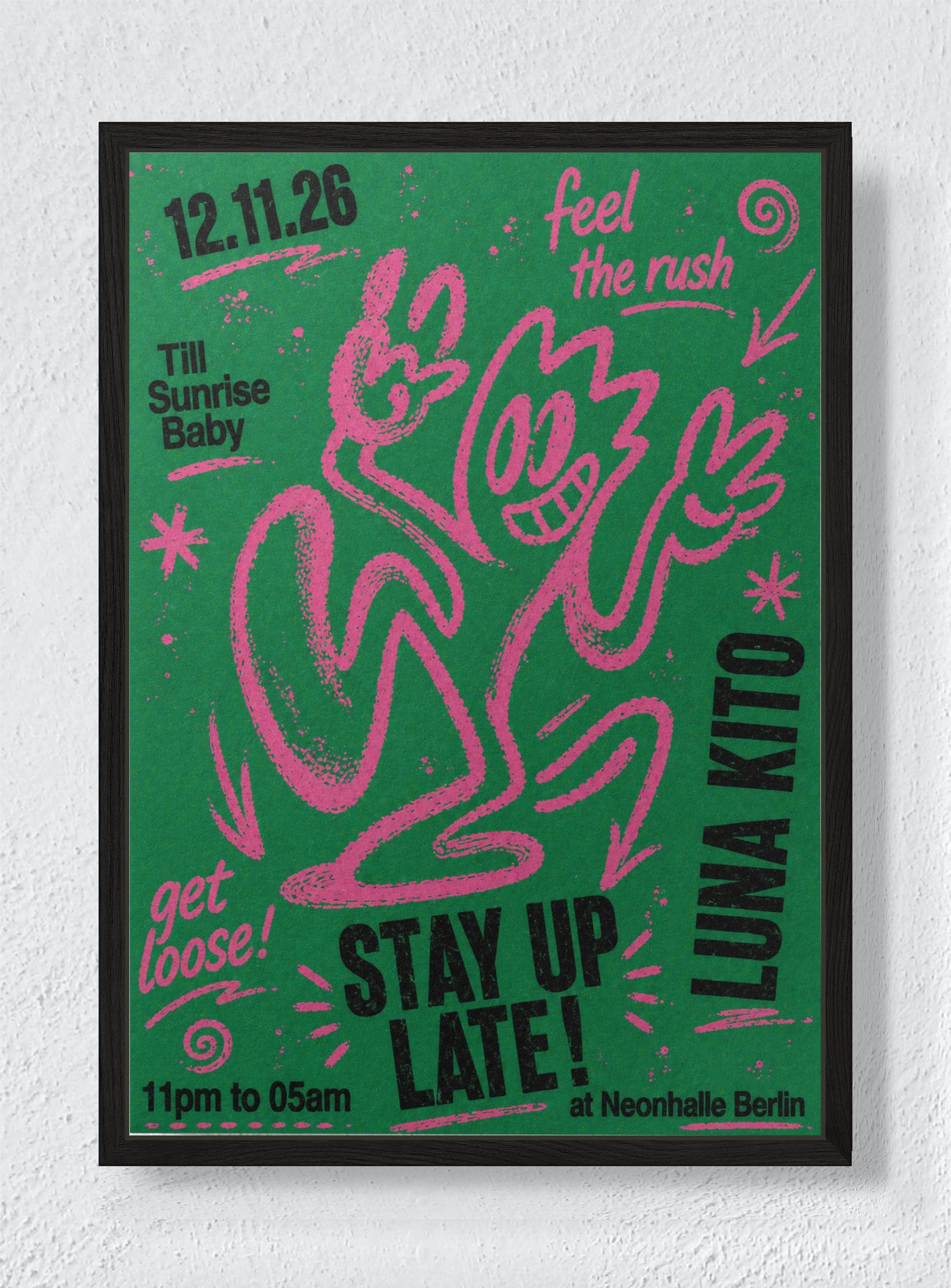 STAY UP LATE - Black frame canvas