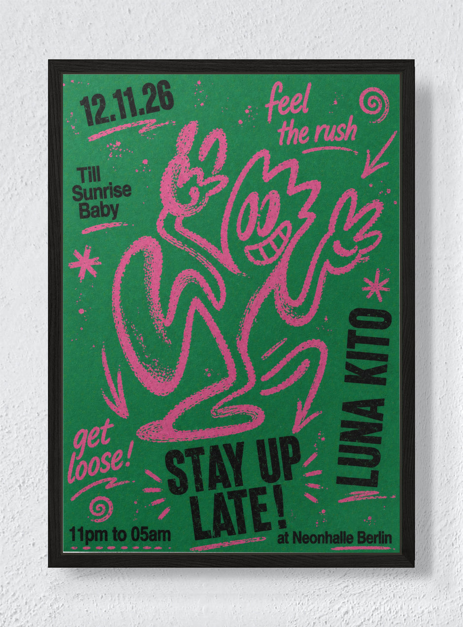 STAY UP LATE - Black frame canvas