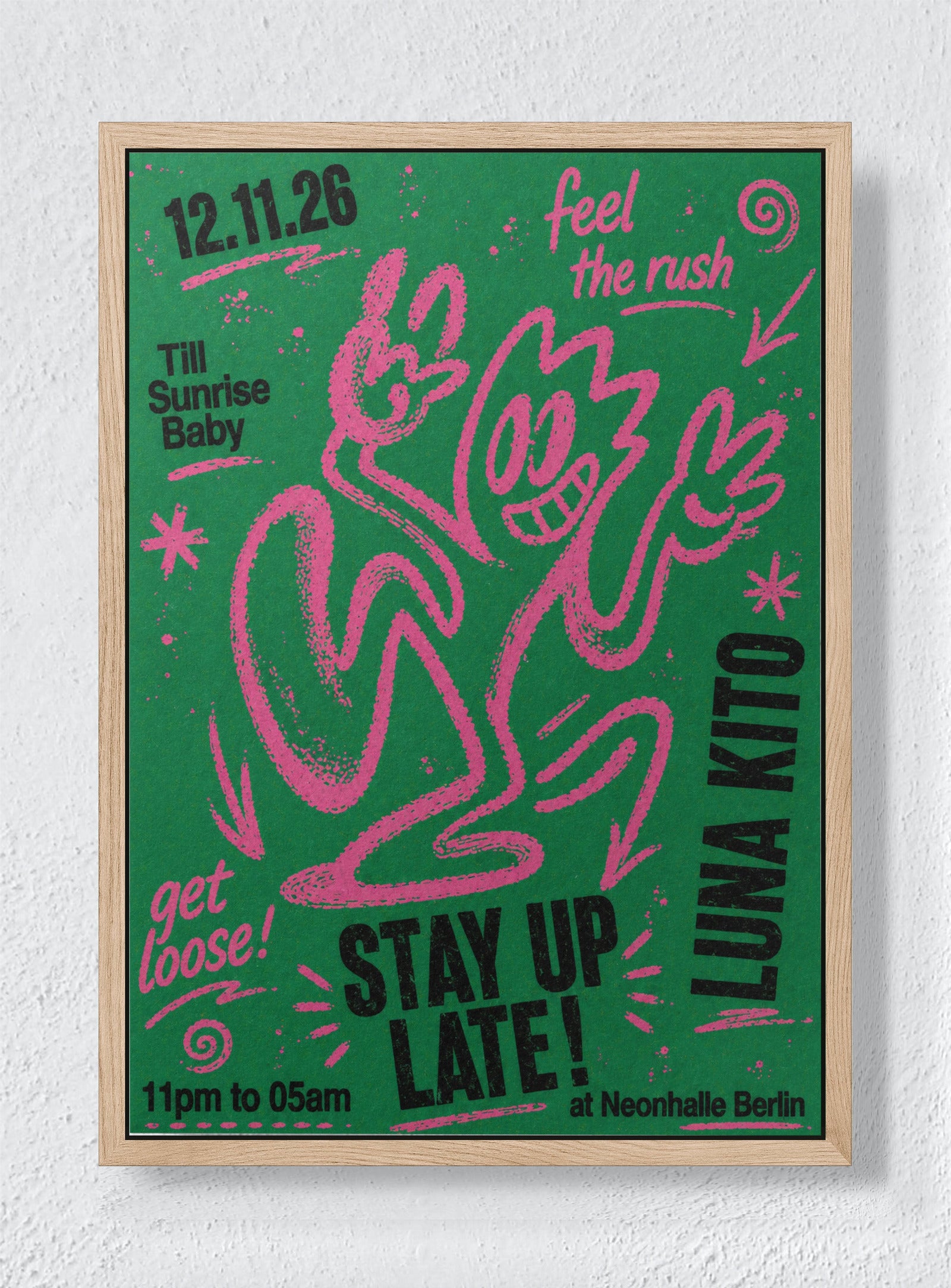 STAY UP LATE - Natural frame canvas