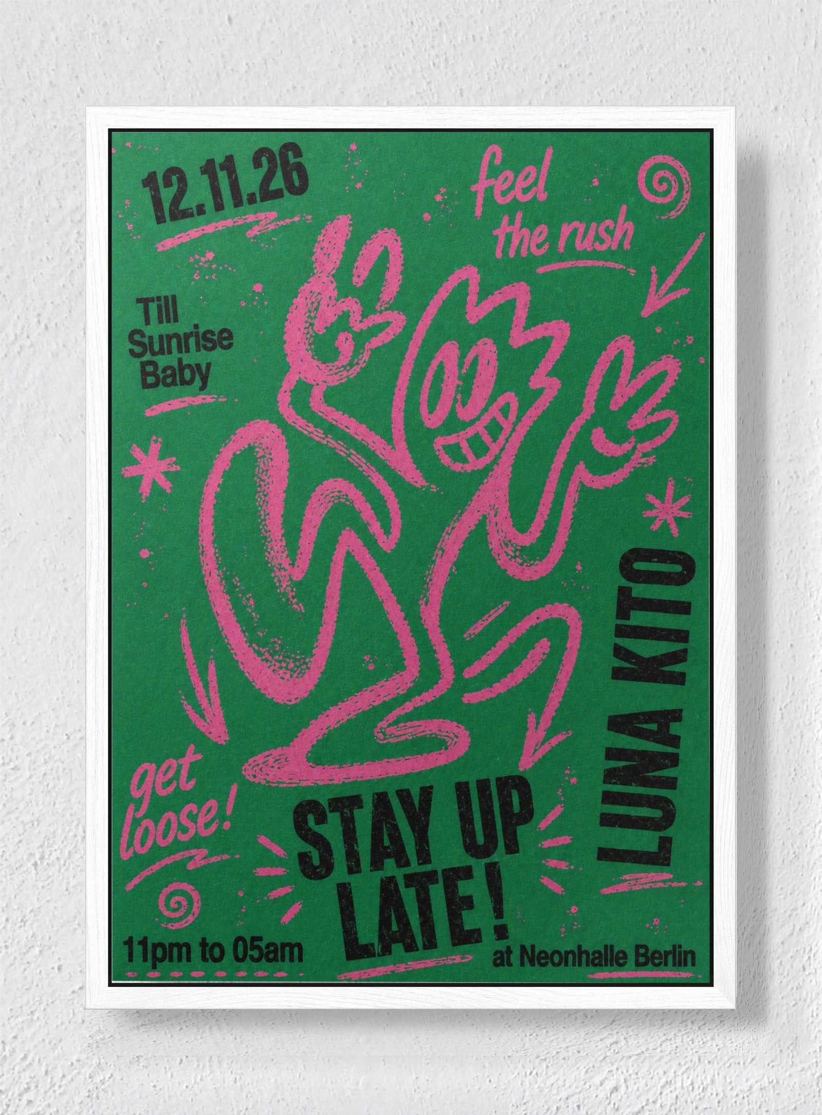 STAY UP LATE - White frame canvas