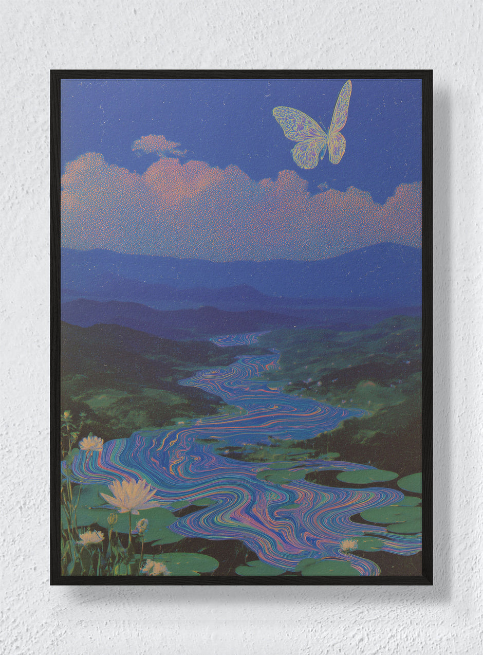 THE BUTTERFLY ABOVE THE WAKING LAND - Black Frame