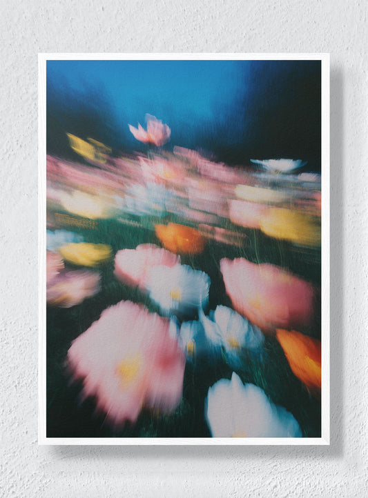 RUNNING THROUGH BLOOM - White Frame