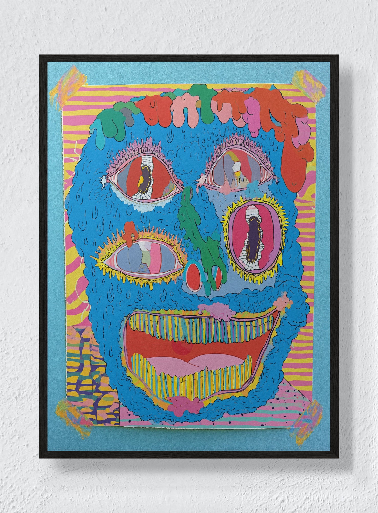 GOUGED CERULEAN WAX - Black Frame