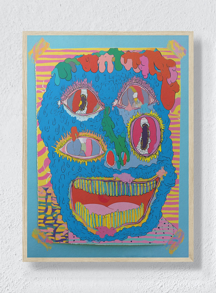 GOUGED CERULEAN WAX - Natural Frame