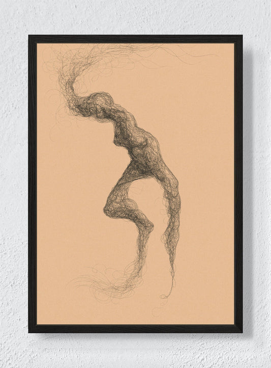 A BODY DRAWN FROM STATIC - Black frame canvas