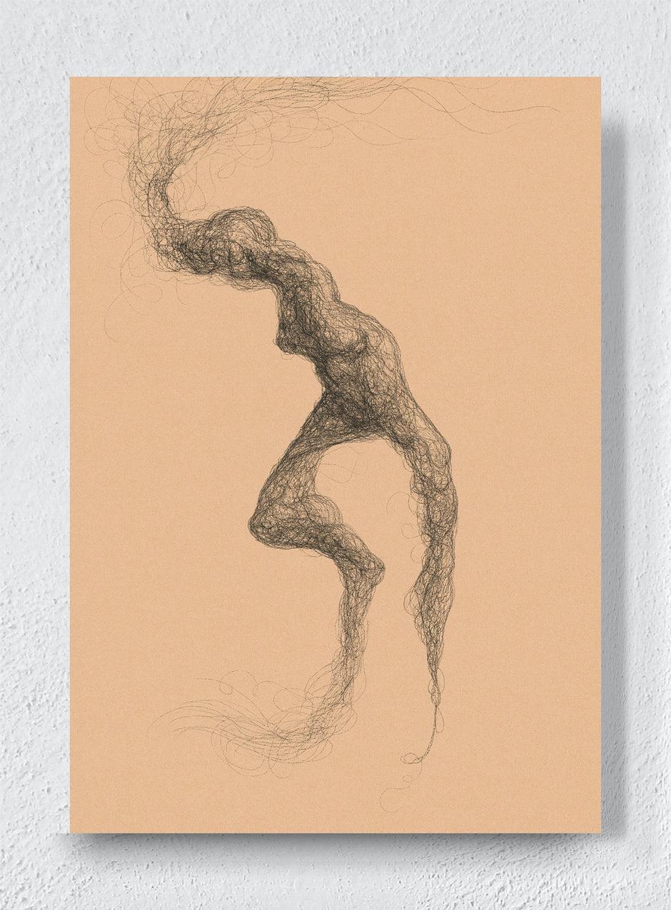 A BODY DRAWN FROM STATIC - Unframed canvas
