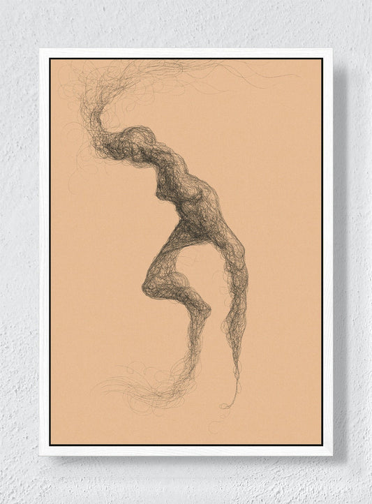 A BODY DRAWN FROM STATIC - White frame canvas