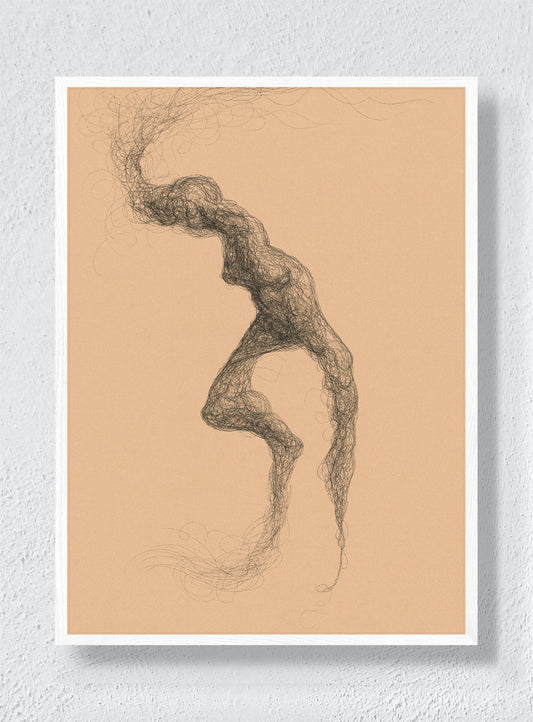 A BODY DRAWN FROM STATIC - White Frame