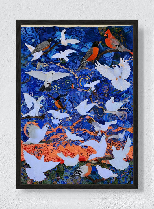 A CHORUS IN BLUE - Black frame canvas