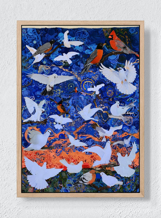 A CHORUS IN BLUE - Natural frame canvas