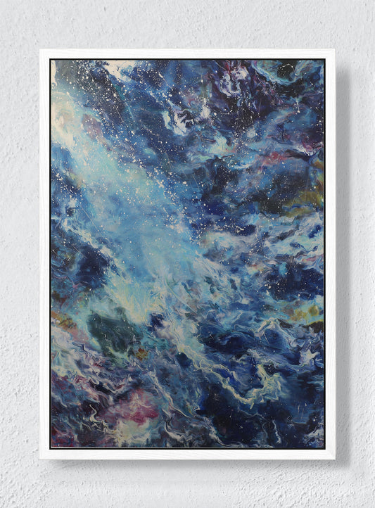 A COLLAPSE OF LIGHT INTO WATER - White frame canvas