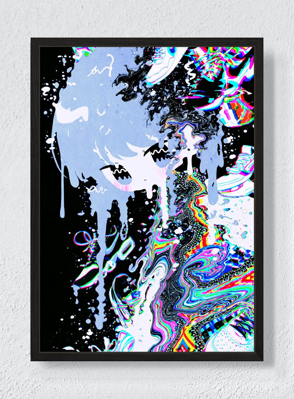 A FACE IN THE CURRENT - Black frame canvas