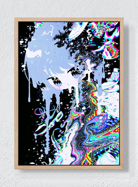 A FACE IN THE CURRENT - Natural frame canvas