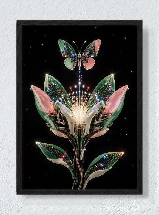 A FLOWER BUILT FROM LIGHT - Black frame canvas