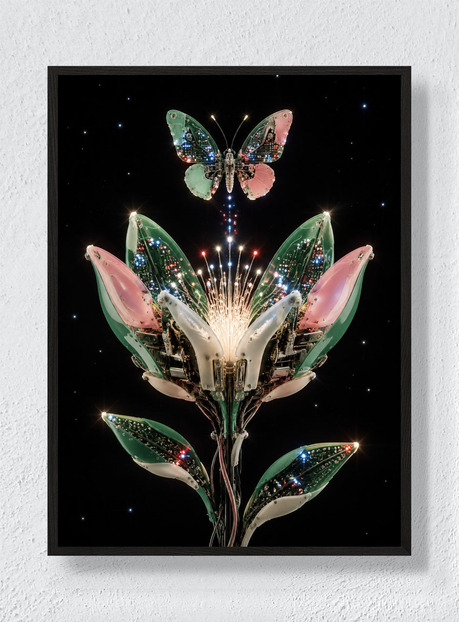 A FLOWER BUILT FROM LIGHT - Black Frame