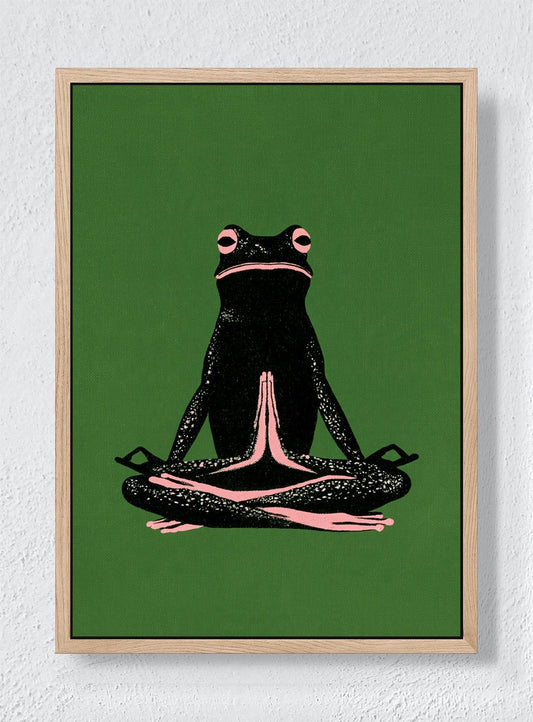 A MOMENT OF FROG - Natural frame canvas
