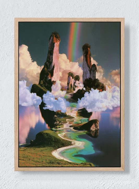 A PATH ABOVE THE CLOUDS - Natural frame canvas