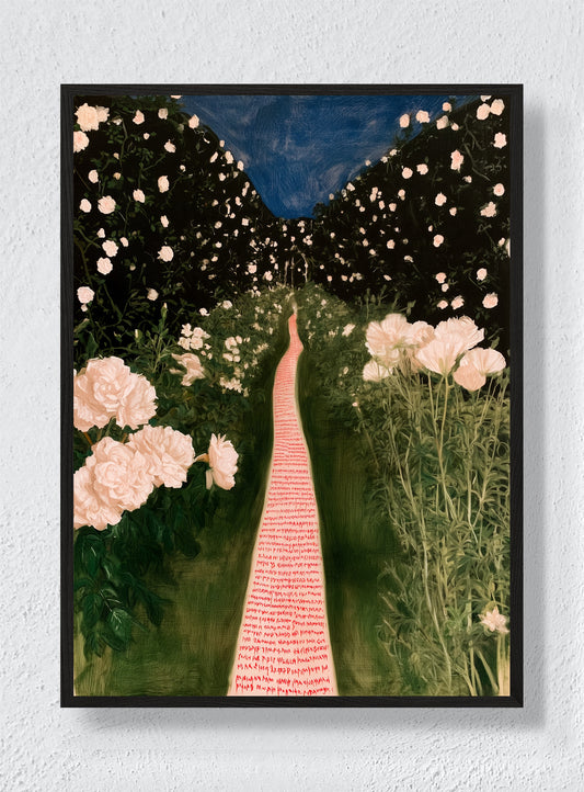 A PATH THROUGH PEONIES - Black Frame
