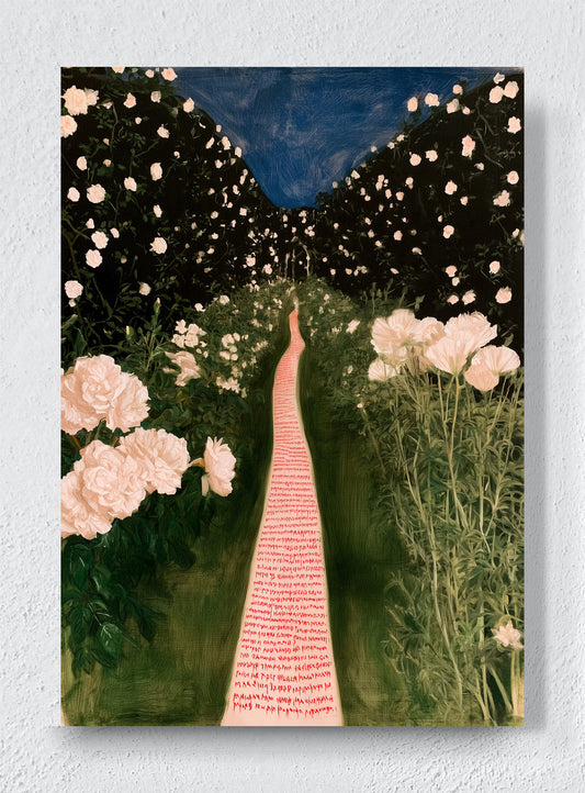 A PATH THROUGH PEONIES - Unframed canvas