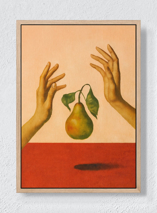 A PEAR BETWEEN PALMS - Natural frame canvas