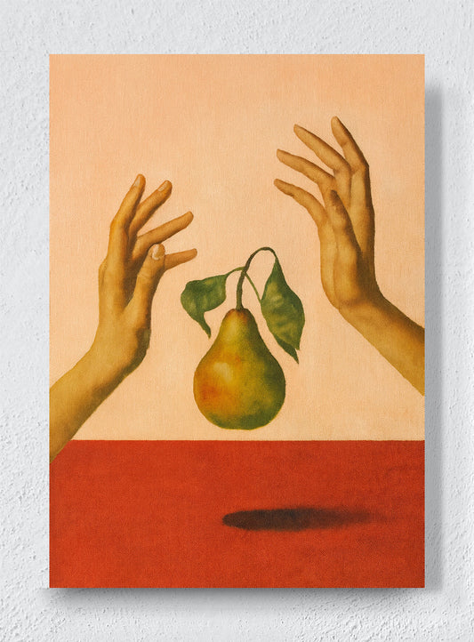 A PEAR BETWEEN PALMS - Unframed canvas