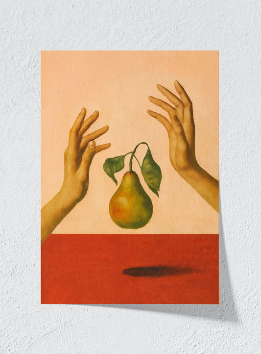 A PEAR BETWEEN PALMS - Unframed
