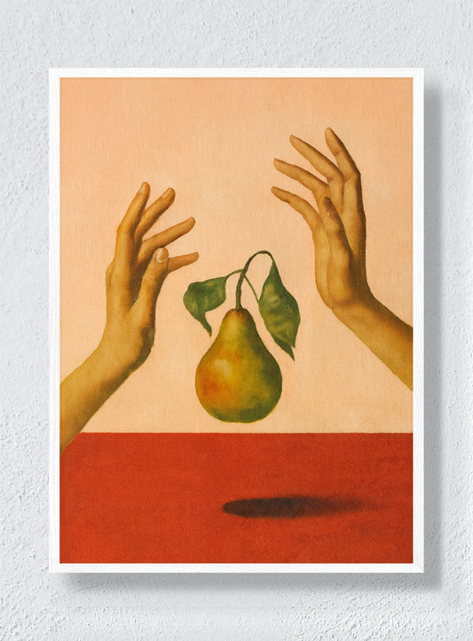 A PEAR BETWEEN PALMS - White Frame