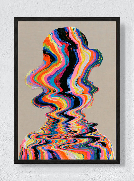 A PERSON MADE OF WAVES - Black frame canvas