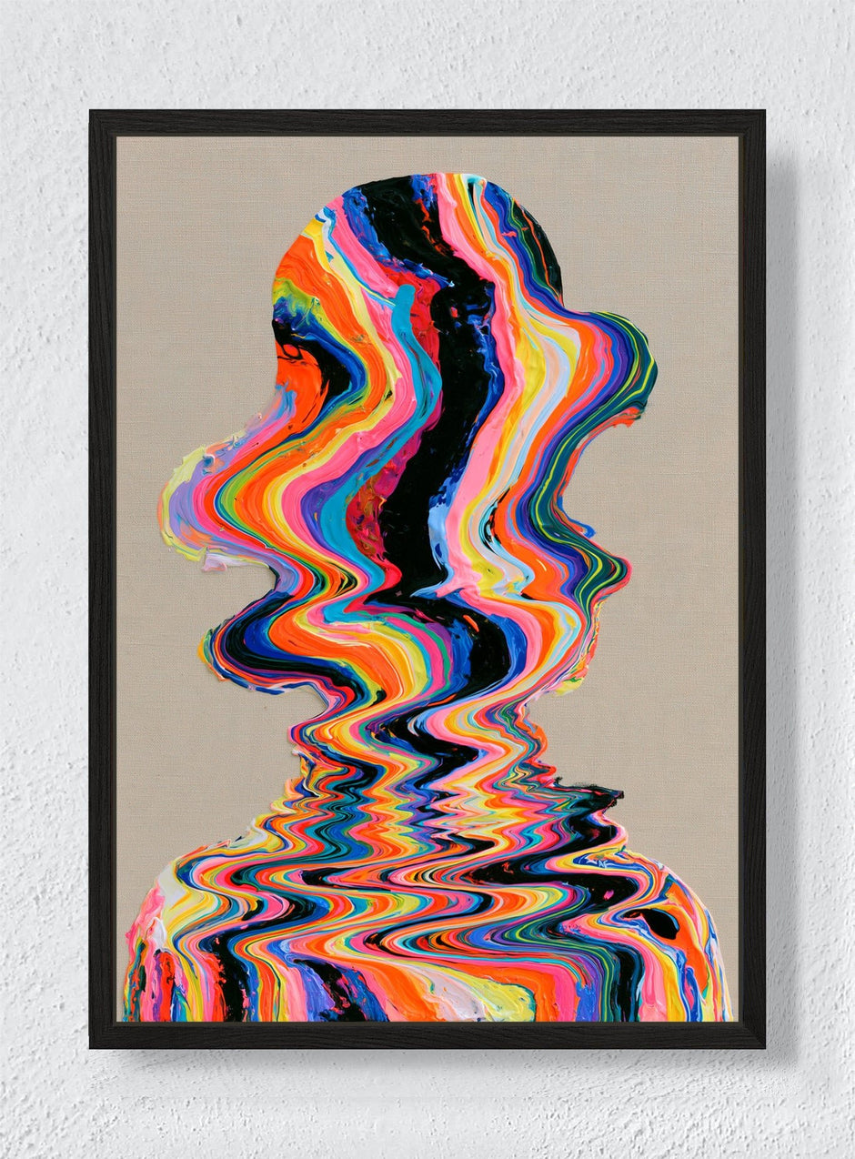 A PERSON MADE OF WAVES - Black frame canvas