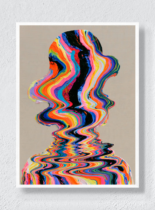 A PERSON MADE OF WAVES - White Frame