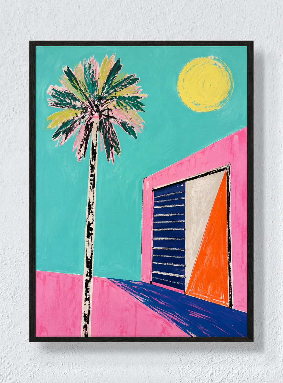 A PINK HOUSE IN THE HEAT - Black Frame