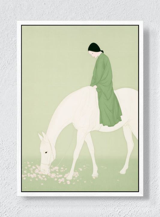 A QUIET RIDE THROUGH SPRING - White frame canvas