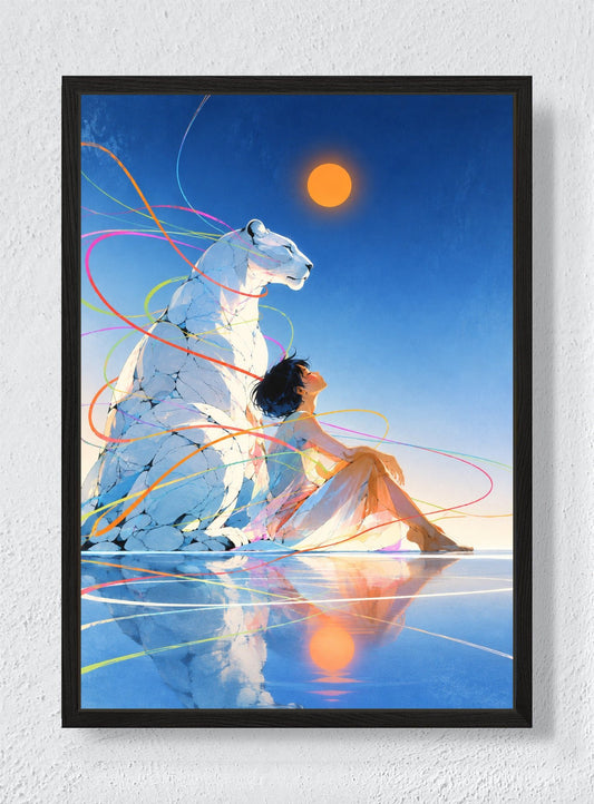 A QUIET SUN BESIDE THE WHITE BEAR - Black frame canvas