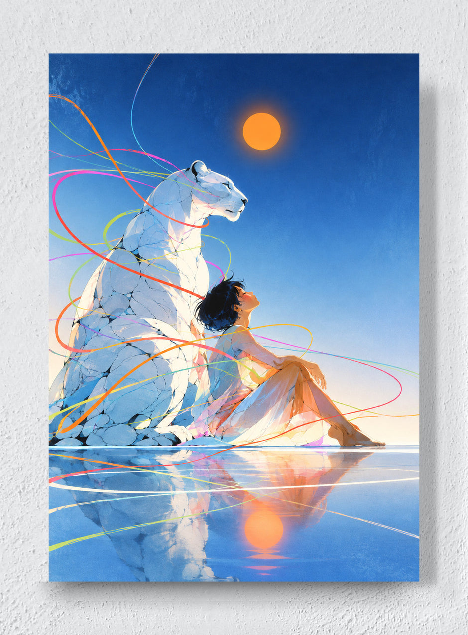 A QUIET SUN BESIDE THE WHITE BEAR - Unframed canvas