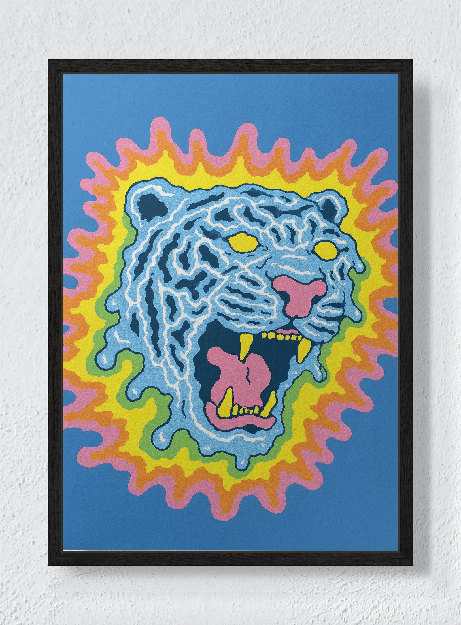 ACID TIGER - Black frame canvas