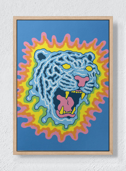 ACID TIGER - Natural frame canvas