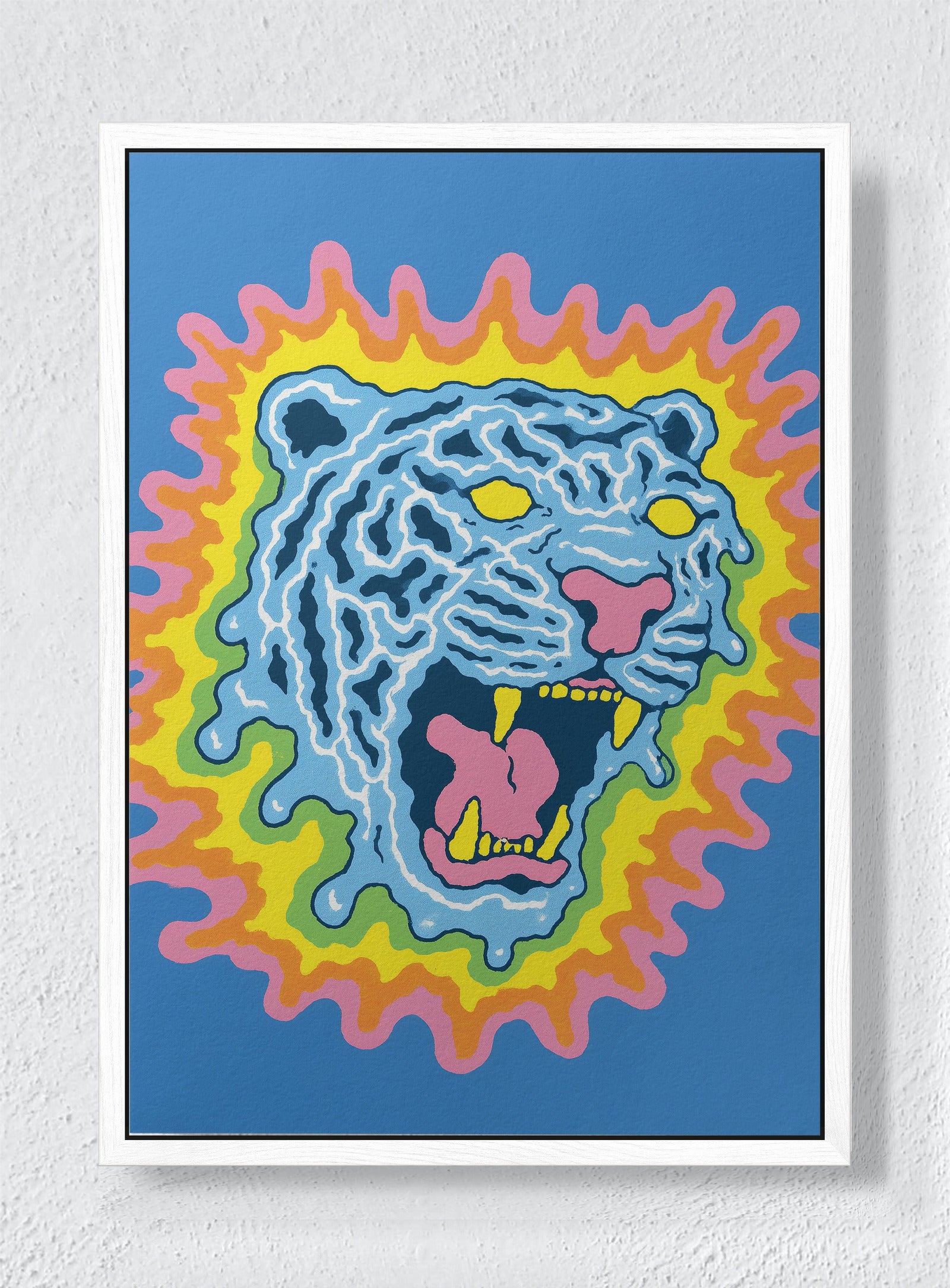 ACID TIGER - White frame canvas