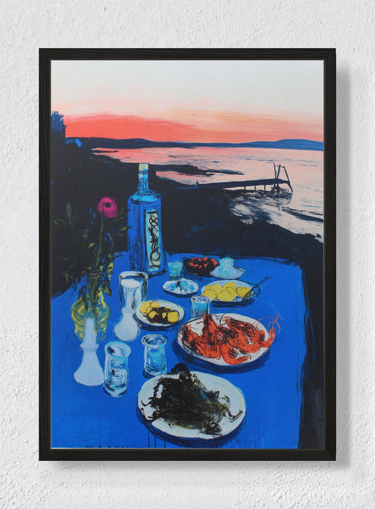 AL FRESCO EVENING - Black frame canvas