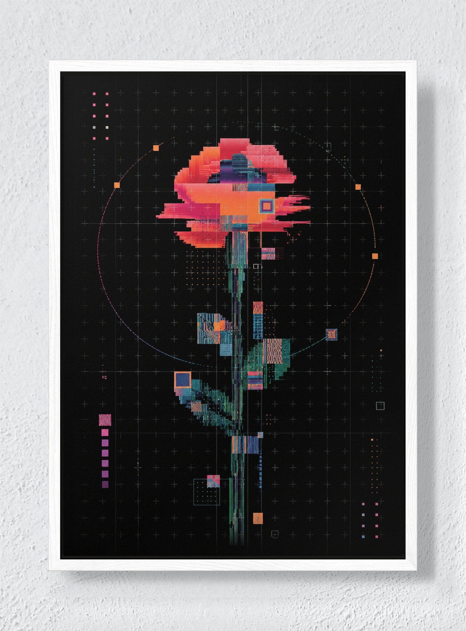 BLOOM 8-BIT - White frame canvas