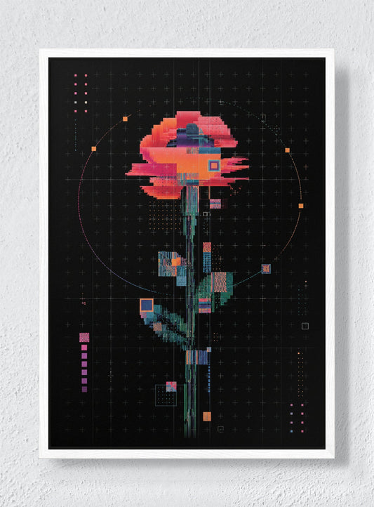 BLOOM 8-BIT - White frame canvas