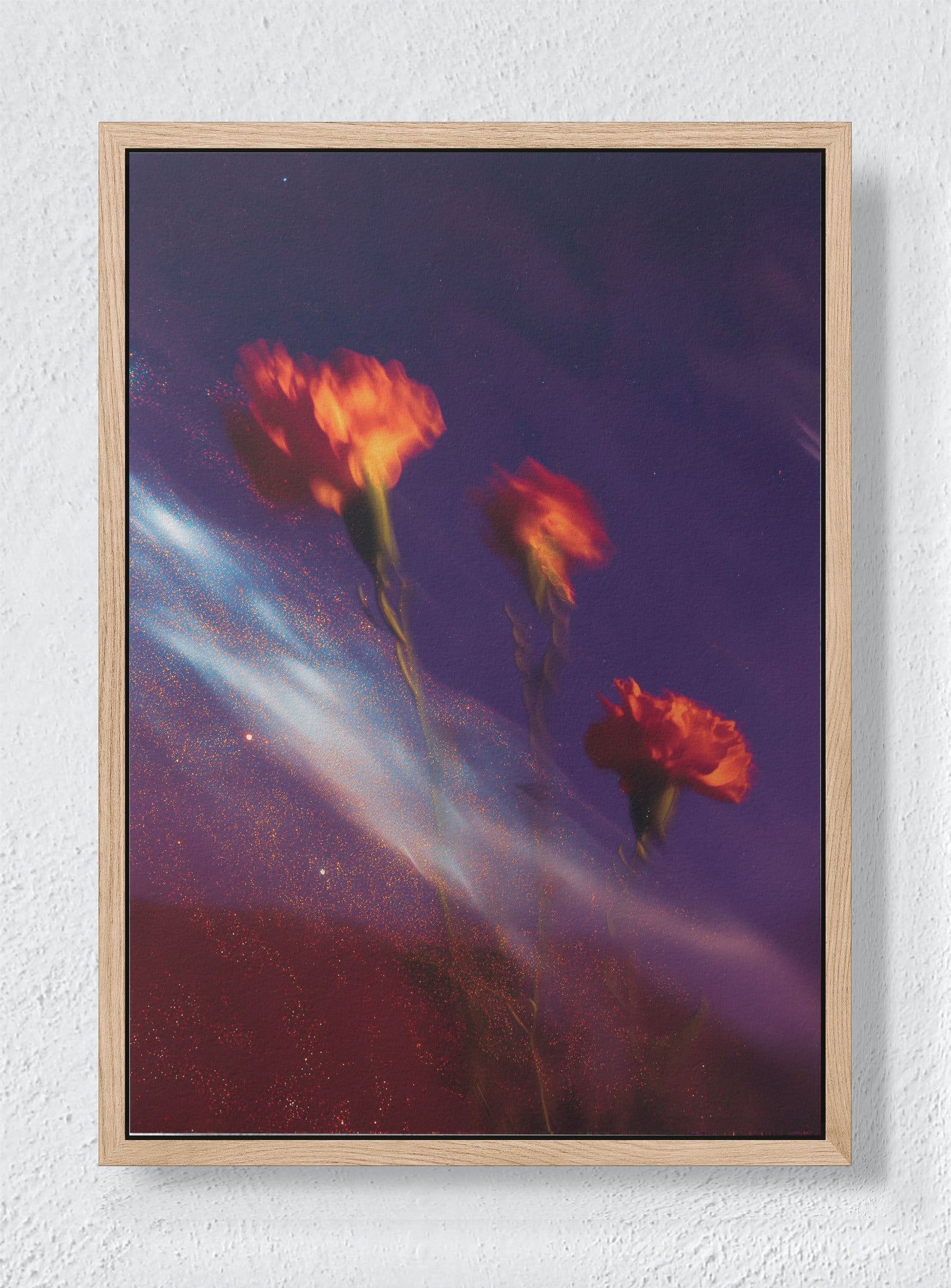 BLOOMS ADRIFT IN DARK MATTER - Natural frame canvas