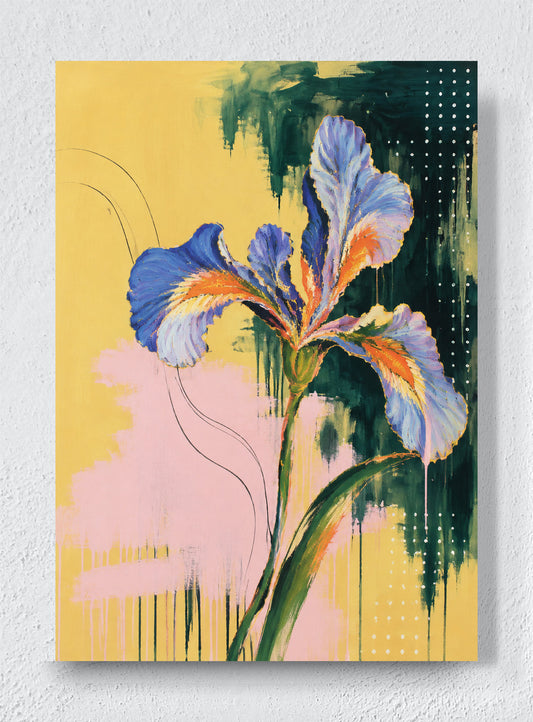 BLUE IRIS AFTER THE RAIN - Unframed canvas