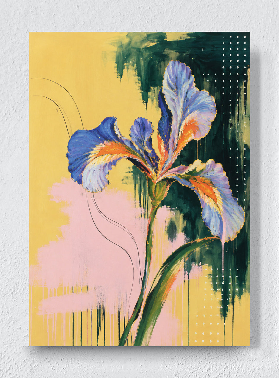BLUE IRIS AFTER THE RAIN - Unframed canvas