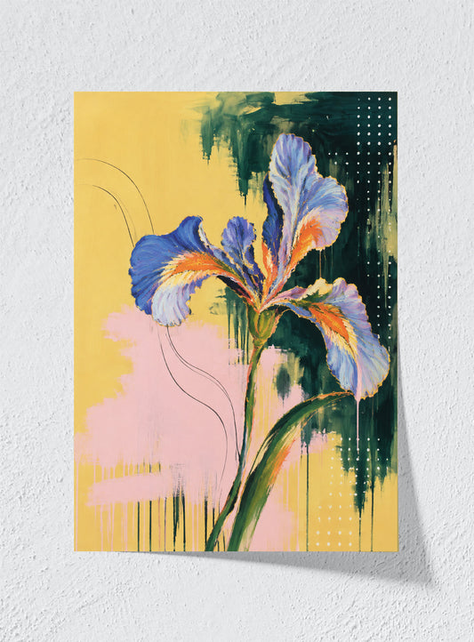 BLUE IRIS AFTER THE RAIN - Unframed