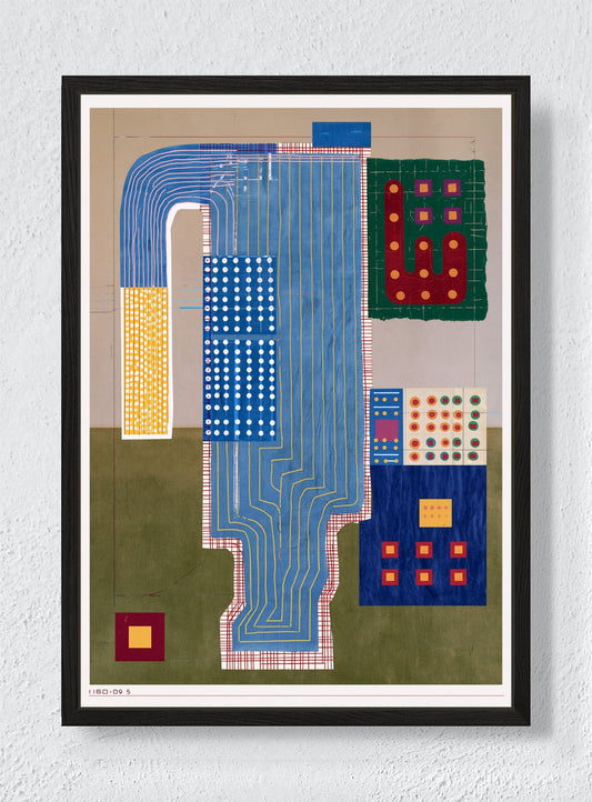 BLUE ROUTES THROUGH THE CITY - Black frame canvas